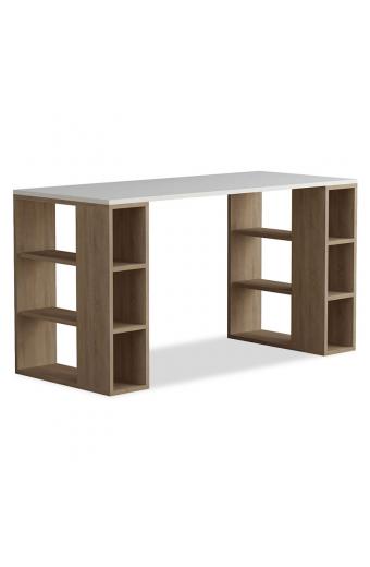 Γραφείο Colmar pakoworld χρώμα λευκό -σκούρο φυσικό 140x60x75εκ