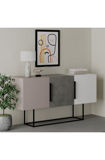 Μπουφές Estella pakoworld γκρι antique-μόκα-λευκό 150x42x79.5εκ