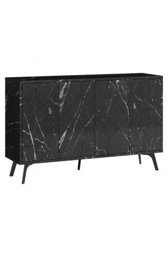 Μπουφές Ursula pakoworld μαύρο μαρμάρου 123x35x77.5εκ