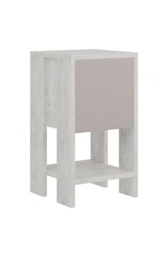 Κομοδίνο Ema pakoworld χρώμα λευκό antique-μόκα 30x30x55εκ