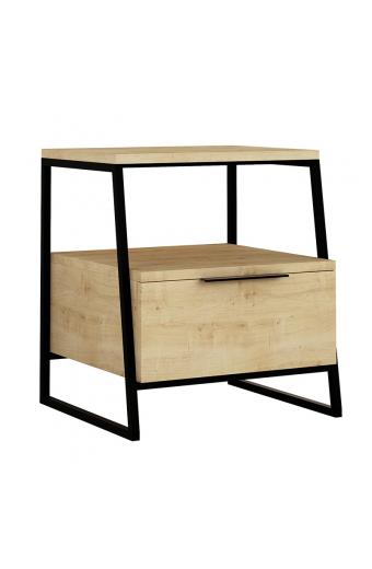 Κομοδίνο Johana pakoworld μαύρο-oak 45x40x50εκ