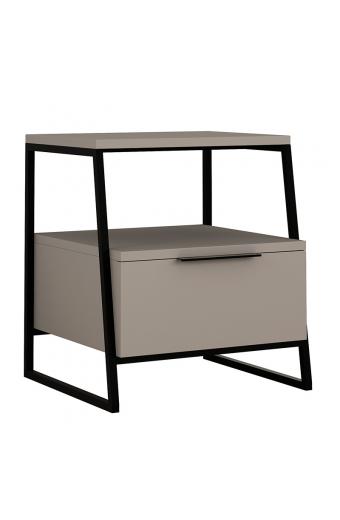 Κομοδίνο Johana pakoworld μαύρο-εκρού 45x40x50εκ