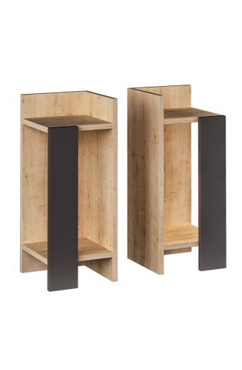Κομοδίνο Immerse pakoworld σετ 2 τμχ. oak-ανθρακί 27x25x60εκ