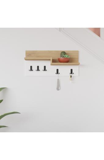 Κρεμάστρα τοίχου Harm pakoworld oak-λευκό μελαμίνης 65x15x31εκ