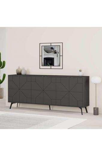Μπουφές Dune pakoworld σε ανθρακί απόχρωση 181x35x77.4εκ