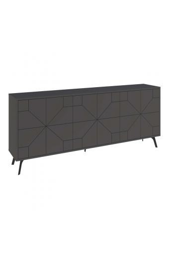 Μπουφές Dune pakoworld σε ανθρακί απόχρωση 181x35x77.4εκ