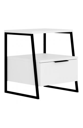 Κομοδίνο Johana pakoworld μαύρο-λευκό 45x40x50εκ