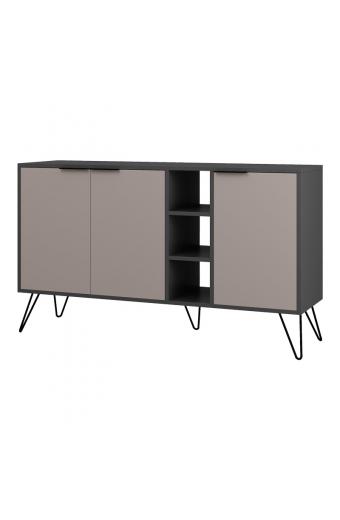 Μπουφές Clara pakoworld σε μόκα-ανθρακί απόχρωση 142x35,6x83εκ