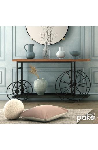 Κονσόλα Bike pakoworld χρώμα μαύρο-καρυδί 148x28x85εκ