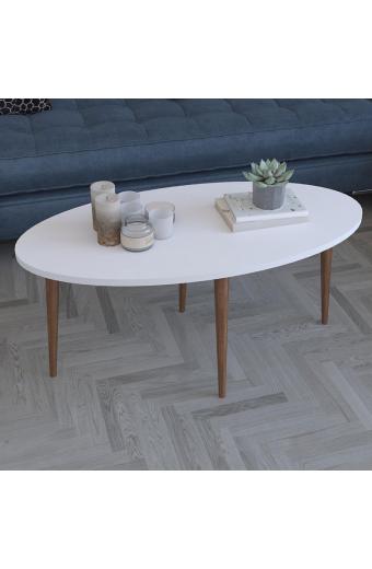 Τραπέζι σαλονιού Barton pakoworld λευκό-καφέ 90x45x40εκ