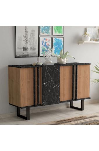 Μπουφές Amanda pakoworld καρυδί-μαύρο 160x40x78.5εκ