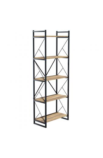 Βιβλιοθήκη Baker pakoworld καρυδί-μαύρο 66x34x180εκ