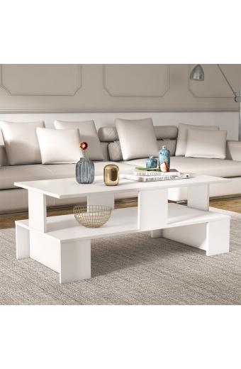 Τραπέζι σαλονιού Olly pakoworld λευκό 120x60x47εκ