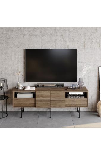 Έπιπλο τηλεόρασης Kevan pakoworld καρυδί-μαύρο πόδι 180x35x65εκ
