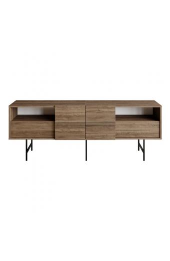 Έπιπλο τηλεόρασης Kevan pakoworld καρυδί-μαύρο πόδι 180x35x65εκ