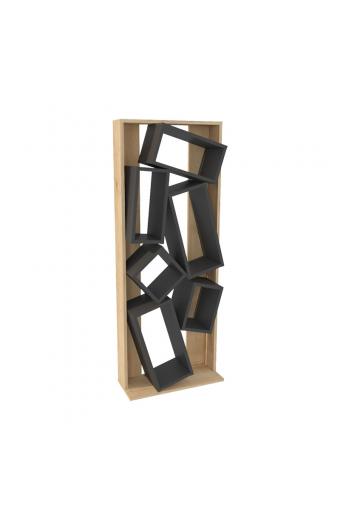 Βιβλιοθήκη Jamey pakoworld φυσικό-ανθρακί 60x24x153,6εκ