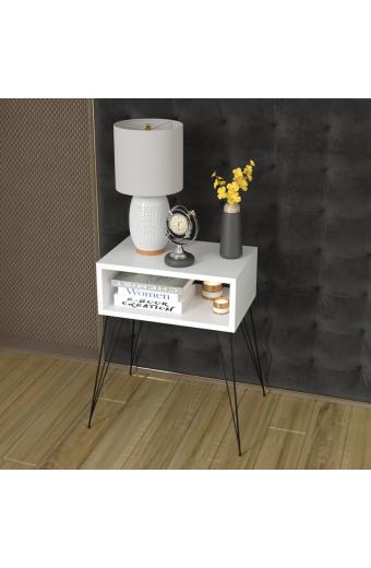 Κομοδίνο Naida pakoworld λευκό μελαμίνης 45x30x59εκ