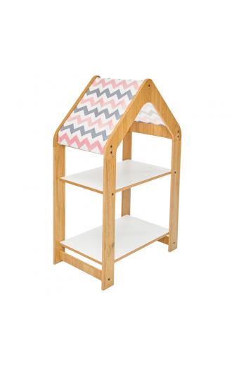 Ραφιέρα Montessori Zoilen pakoworld φυσικό-λευκό-ροζ mdf 50x30x80εκ