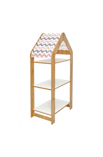 Ραφιέρα Montessori Zoilen I pakoworld λευκό-φυσικό-ροζ mdf 50x30x100εκ