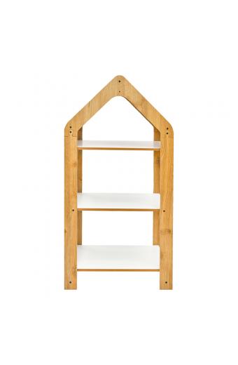 Ραφιέρα Montessori Zoilen I pakoworld λευκό-φυσικό-μπλε mdf 50x30x100εκ
