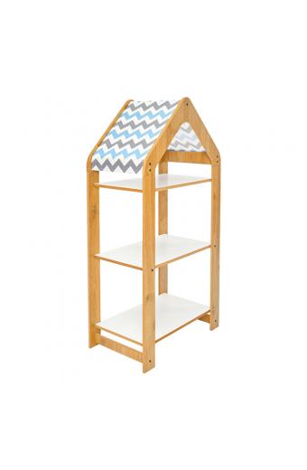 Ραφιέρα Montessori Zoilen I pakoworld λευκό-φυσικό-μπλε mdf 50x30x100εκ