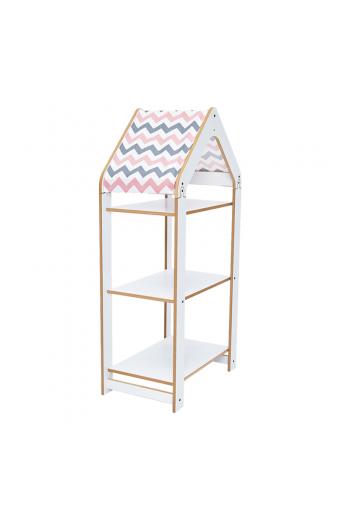 Ραφιέρα Montessori Zoilen I pakoworld λευκό-ροζ mdf 50x30x100εκ