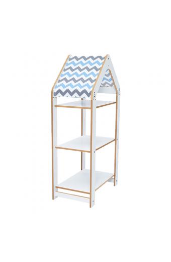 Ραφιέρα Montessori Zoilen I pakoworld λευκό-μπλε mdf 50x30x100εκ