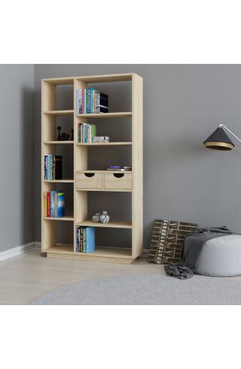 Βιβλιοθήκη με συρτάρια Dakin pakoworld σε oak απόχρωση 80x25x190εκ