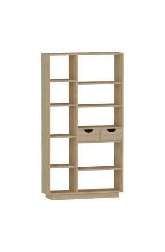 Βιβλιοθήκη με συρτάρια Dakin pakoworld σε oak απόχρωση 80x25x190εκ
