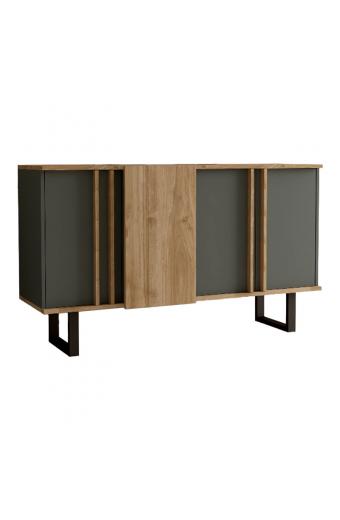 Μπουφές Amanda I pakoworld σε ανθρακί-καρυδί απόχρωση 160x74x79εκ
