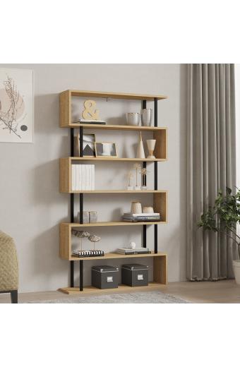 Βιβλιοθήκη Ziza pakoworld σε oak  απόχρωση 90x22x162.6εκ