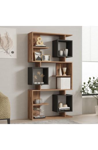 Βιβλιοθήκη Cubix pakoworld σε sonoma-ανθρακί απόχρωση 90x24,6x171,90εκ