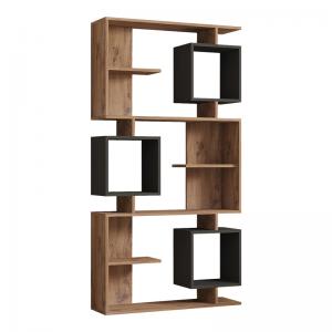 Βιβλιοθήκη Cubix pakoworld σε sonoma-ανθρακί απόχρωση 90x24,6x171,90εκ