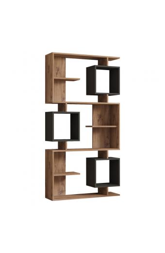 Βιβλιοθήκη Cubix pakoworld σε sonoma-ανθρακί απόχρωση 90x24,6x171,90εκ