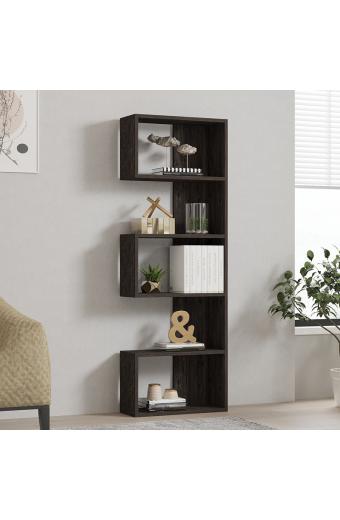 Βιβλιοθήκη Cascade pakoworld σε σκούρο καρυδί απόχρωση 51.8x22x150εκ