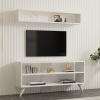 Σύνθετο σαλονιού Prestige pakoworld σε λευκή απόχρωση 120x29,6x50εκ