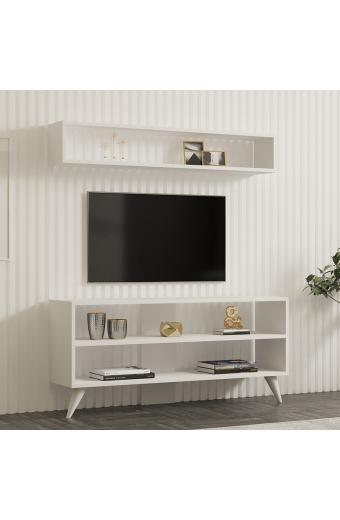 Σύνθετο σαλονιού Prestige pakoworld σε λευκή απόχρωση 120x29,6x50εκ