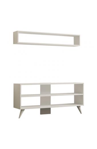 Σύνθετο σαλονιού Prestige pakoworld σε λευκή απόχρωση 120x29,6x50εκ