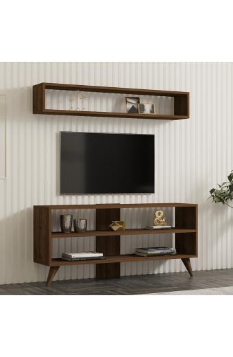 Σύνθετο σαλονιού Prestige pakoworld σε καρυδί απόχρωση 120x29,6x50εκ