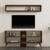 Σύνθετο σαλονιού Prestige pakoworld σε καρυδί απόχρωση 120x29,6x50εκ