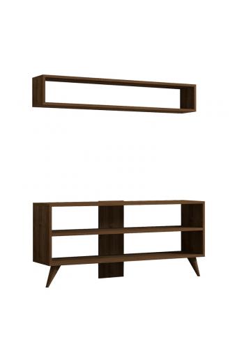 Σύνθετο σαλονιού Prestige pakoworld σε καρυδί απόχρωση 120x29,6x50εκ