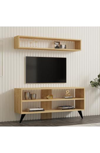 Σύνθετο σαλονιού Prestige pakoworld σε oak απόχρωση 120x29,6x50εκ