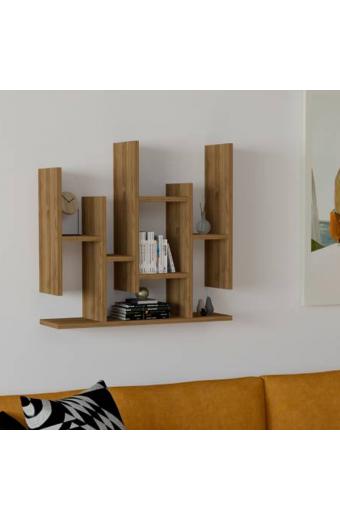 Ραφιέρα τοίχου Bemba pakoworld σε καρυδί απόχρωση 70x19,6x68,8εκ