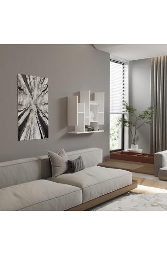 Ραφιέρα τοίχου Bemba pakoworld σε λευκή απόχρωση 70x19,6x68,8εκ