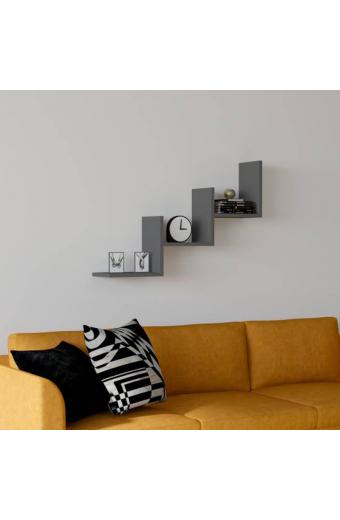 Ραφιέρα τοίχου Mauer pakoworld σε ανθρακί απόχρωση 90x19,6x60εκ