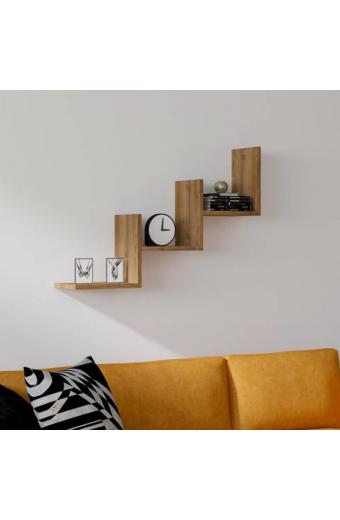 Ραφιέρα τοίχου Mauer pakoworld σε καρυδι απόχρωση 90x19,6x60εκ