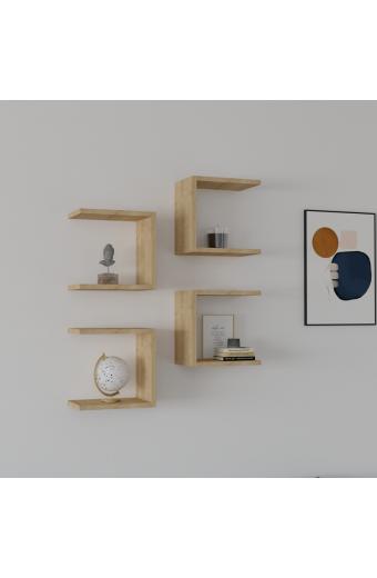 Ραφιέρα τοίχου Perari pakoworld 4τεμ.σε oak  απόχρωση 30x19.6x30εκ