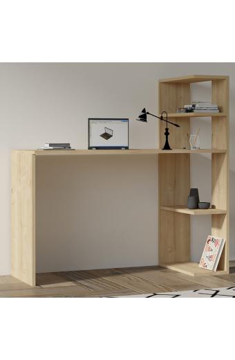 Γραφείο με βιβλιοθήκη Mergo pakoworld σε oak απόχρωση 121x51x75εκ