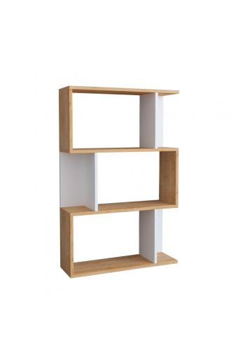 Βιβλιοθήκη Kadu pakoworld σε oak-λευκή απόχρωση  72x22x108εκ