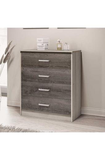 Συρταριέρα OLYMPUS pakoworld με 4 συρτάρια χρώμα castillo-toro 80x40x95εκ
